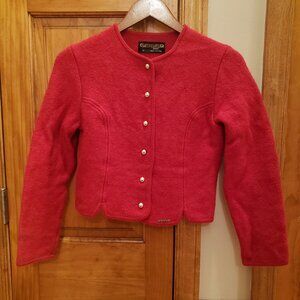 Vintage Geiger Tyrol Jacket Women’s Red Size 40 Boiled Wool Cardigan Sweater